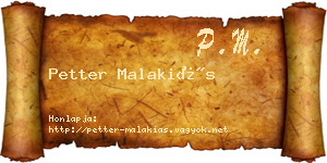 Petter Malakiás névjegykártya